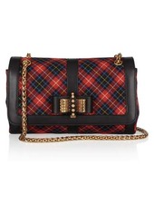 Christian Louboutin Sweet Charity Leather Trimmed Plaid Flannel Shoulder Bag